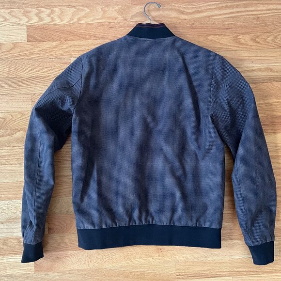 FRED PERRY Dark Grey Micro Hounds Tooth Zip Up Mod Ska Bomber Jacket M - Picture 3 of 4